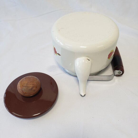 Hall Enamelware Autumn Leaf Teapot Jewel Tea Pot Enamel Metal Kettle Round Wood - Picture 13 of 16